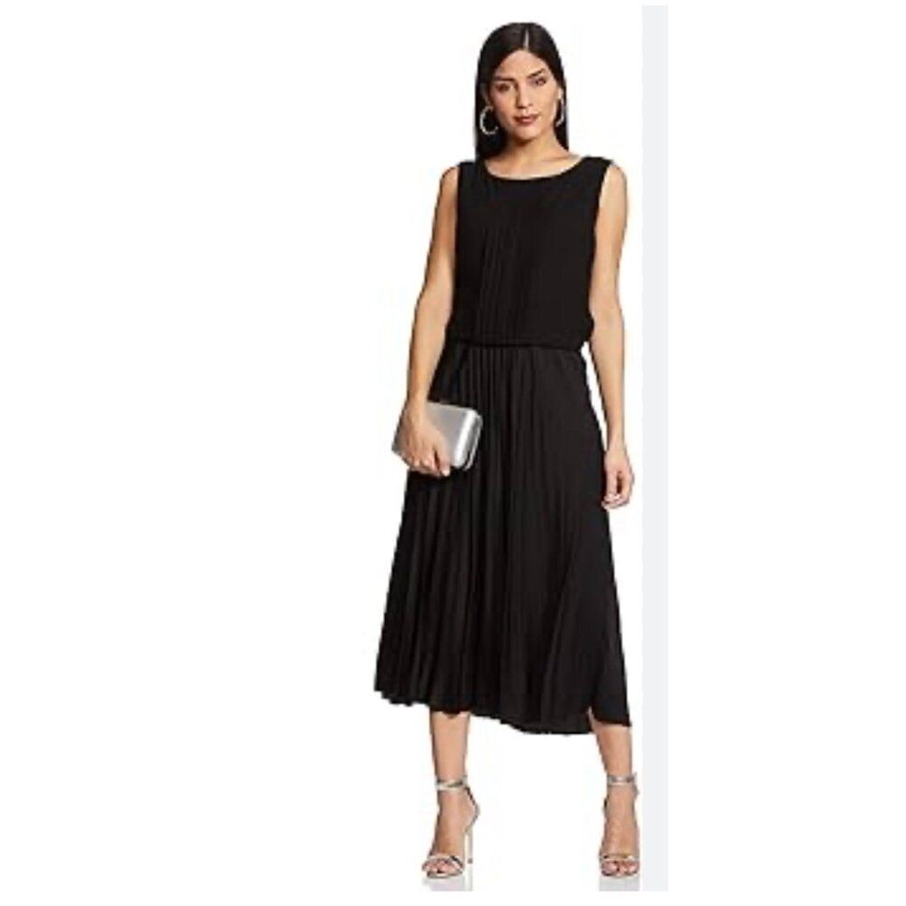 YL by Yair Women’s Black Sleeveless Chiffon Pleated Dress Size 8